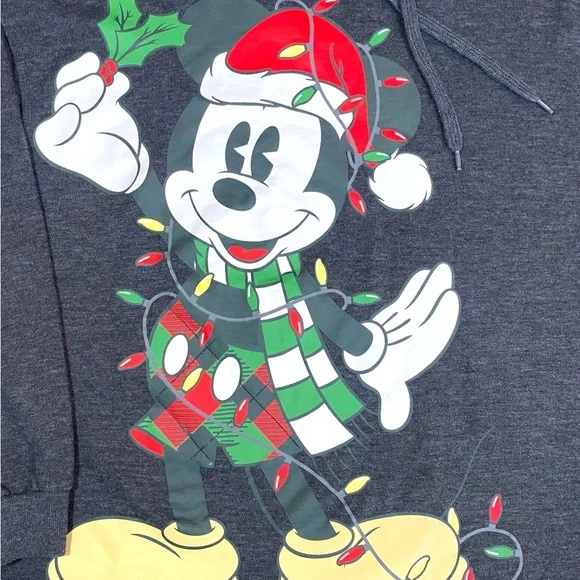 Disney Mickey Mouse Christmas Sweater Holiday Pullover Fleece Hoodie - Picture 3 of 7